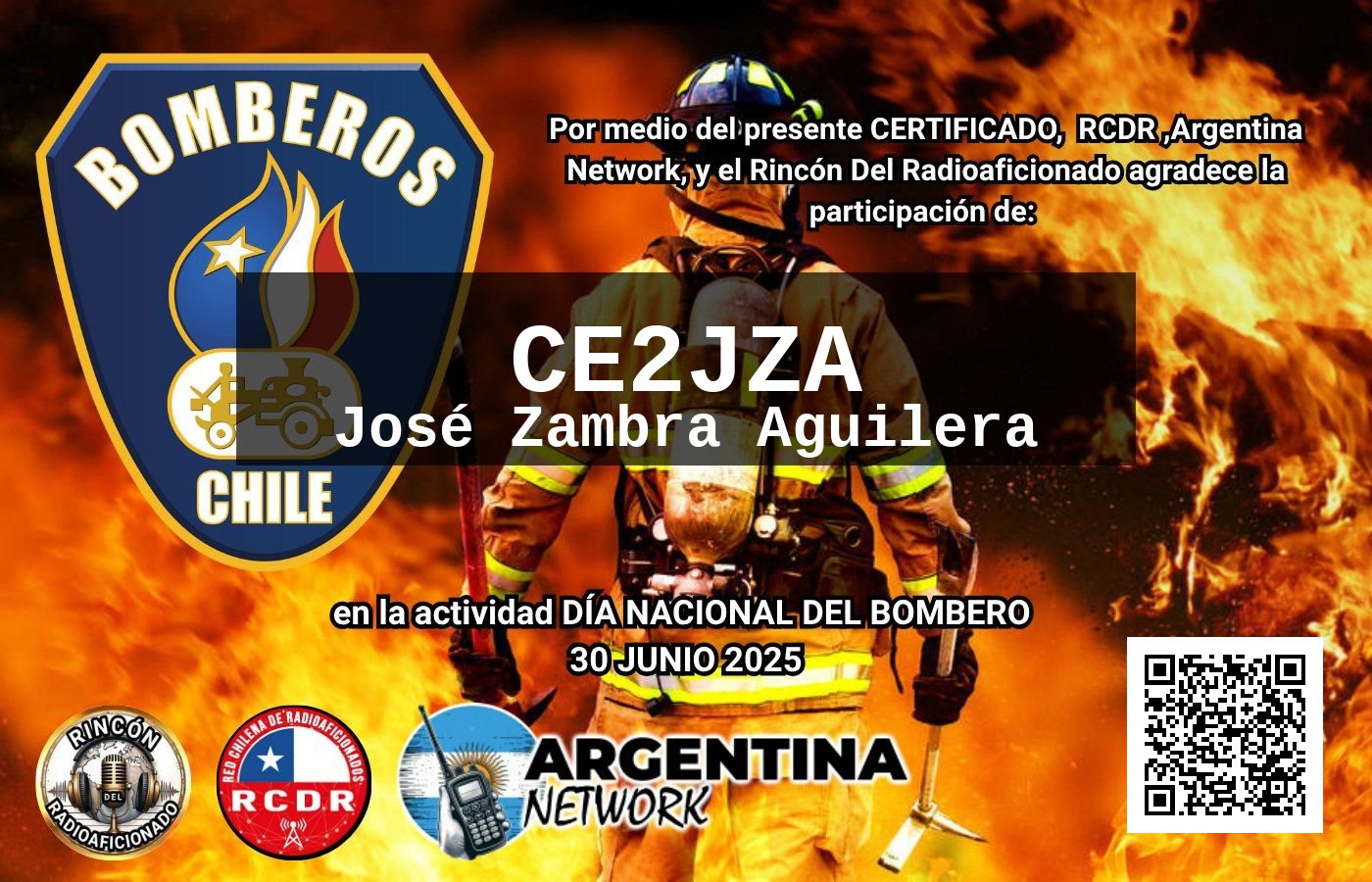 Certificado Actividad DÍA NACIONAL DEL BOMBERO CHILE