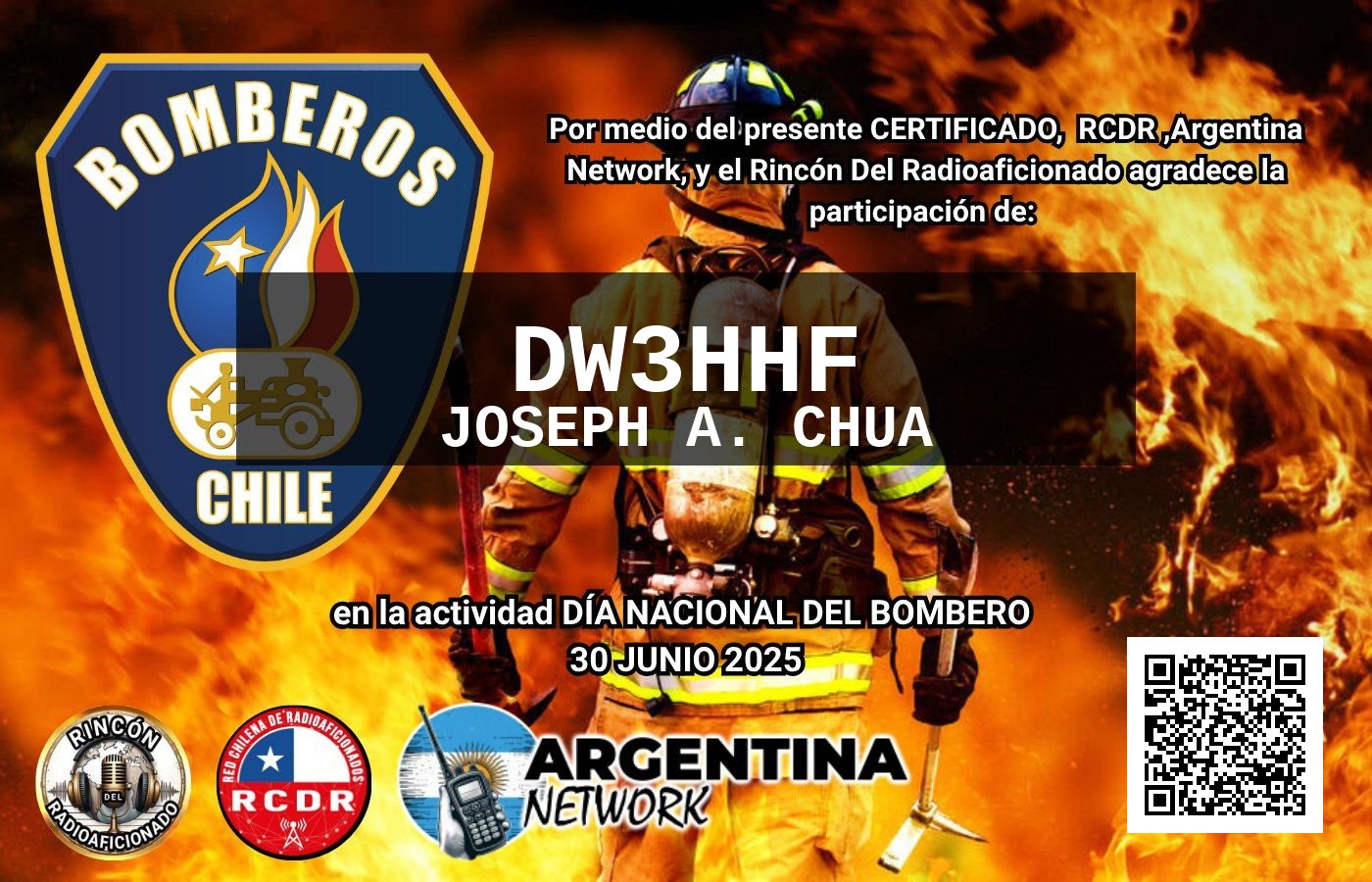 Certificado Actividad DÍA NACIONAL DEL BOMBERO CHILE