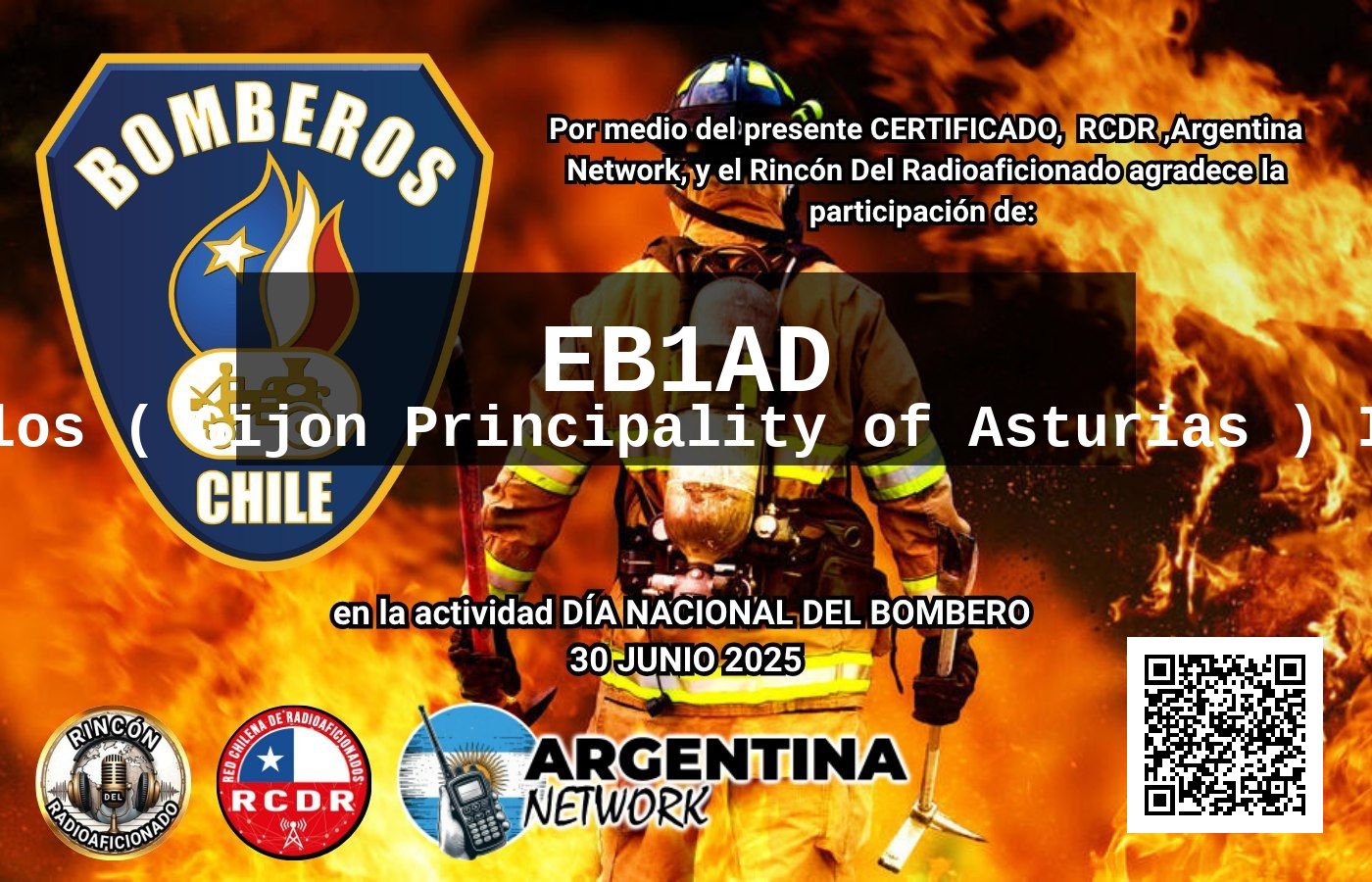 Certificado Actividad DÍA NACIONAL DEL BOMBERO CHILE