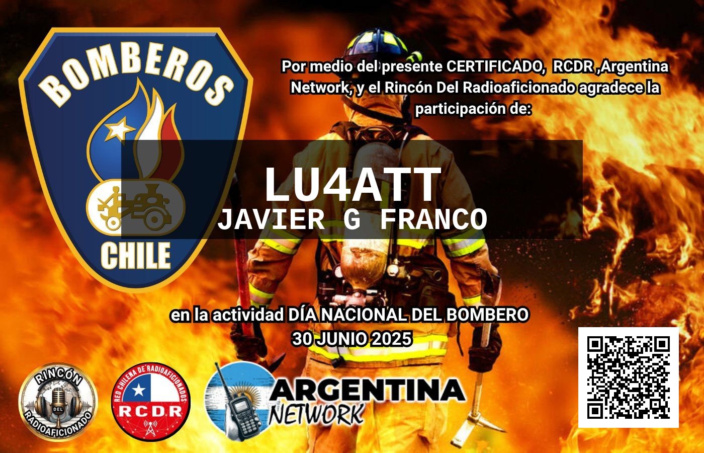 Certificado Actividad DÍA NACIONAL DEL BOMBERO CHILE