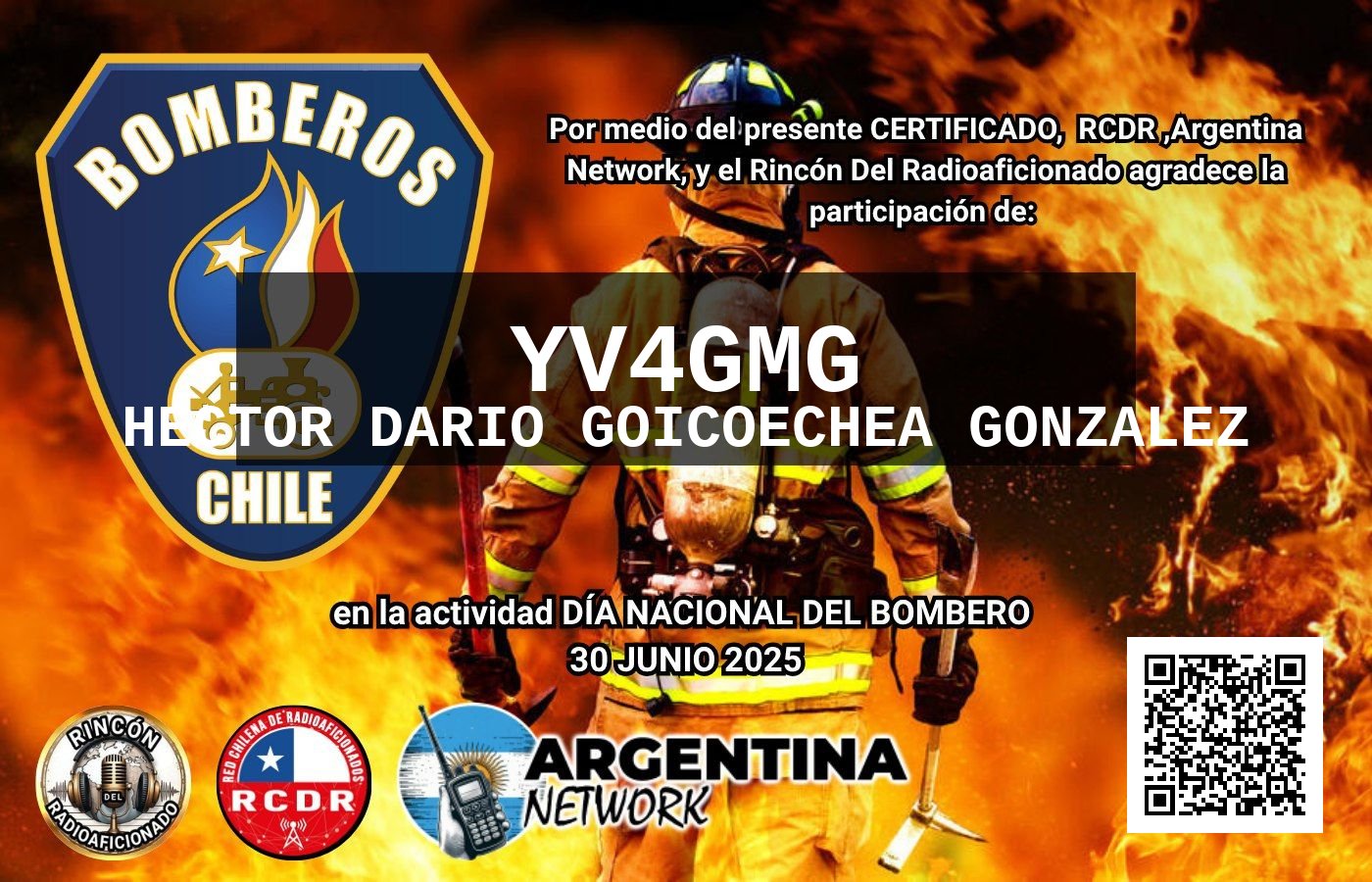 Certificado Actividad DÍA NACIONAL DEL BOMBERO CHILE