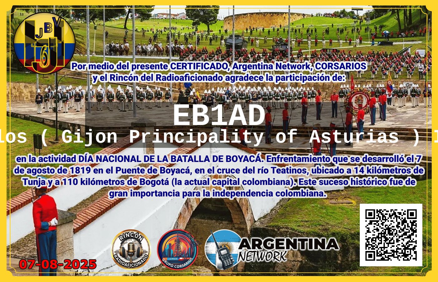 Certificado Actividad DÍA NACIONAL DE LA BATALLA DE BOYACÁ.