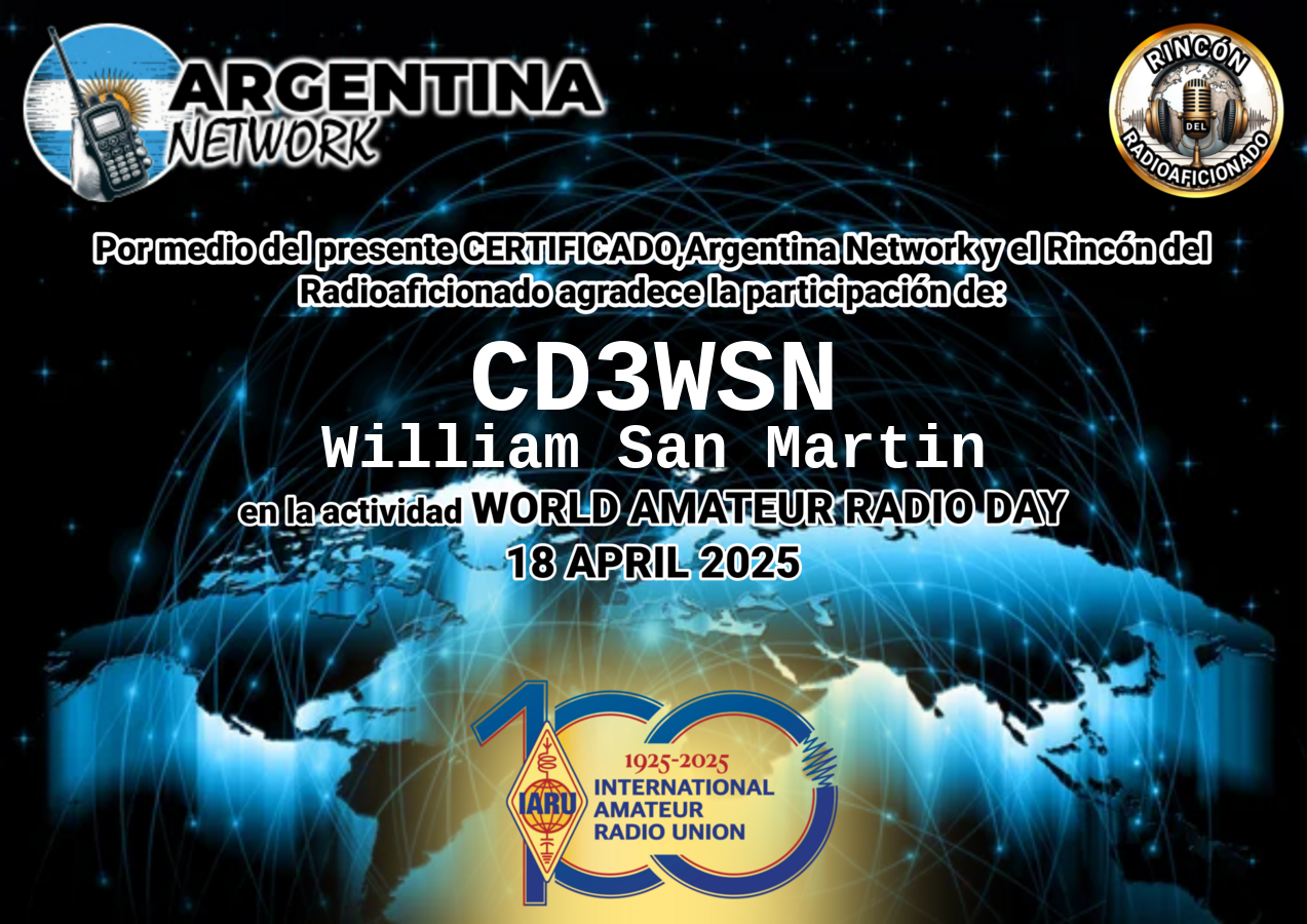 Certificado Actividad DÍA INTERNACIONAL DEL RADIOAFICIONADO