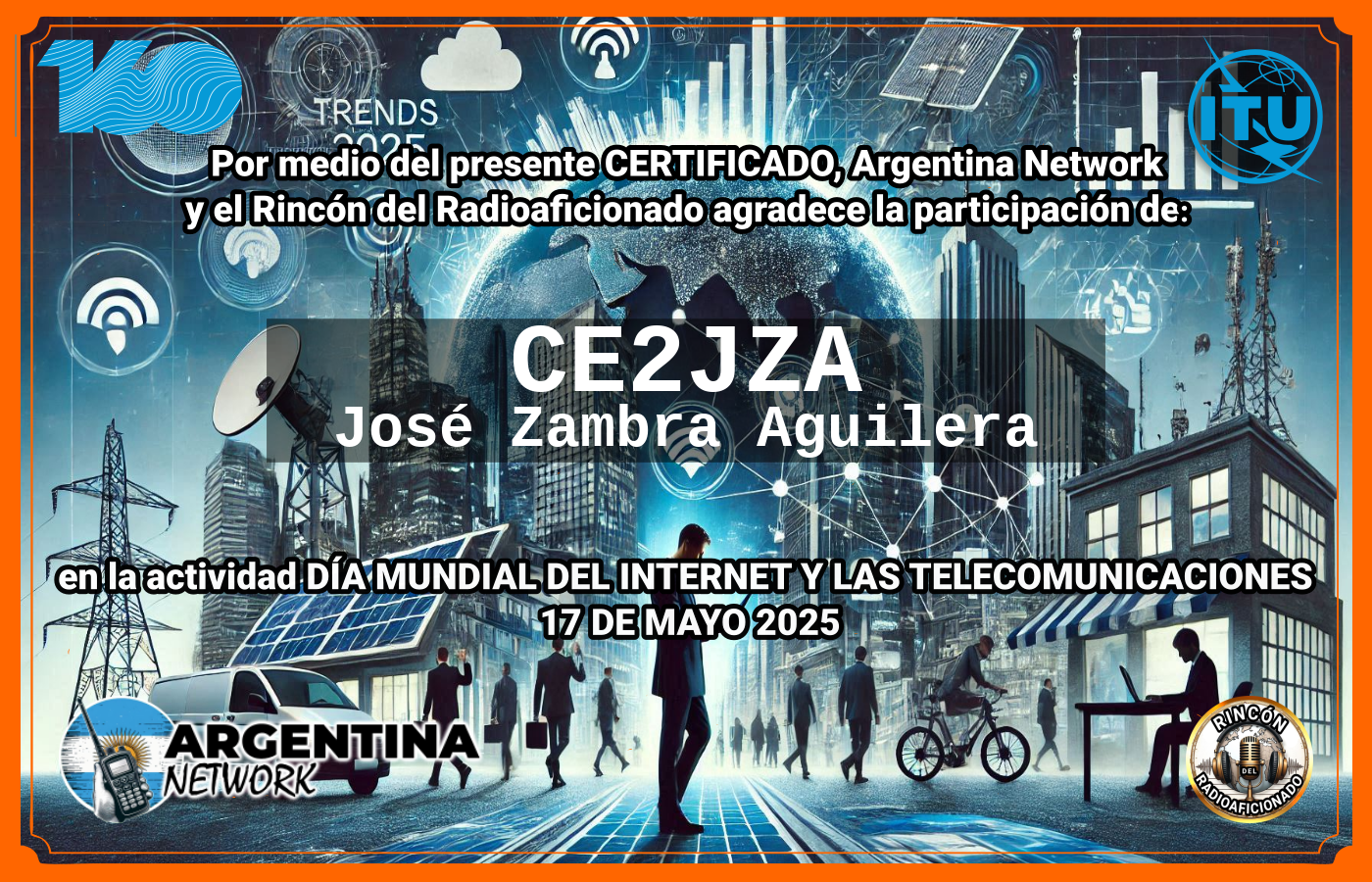 Certificado Actividad DÍA MUNDIAL DEL INTERNET  Y DE LAS TELECOMUNICACIONES  (Edición 2025)