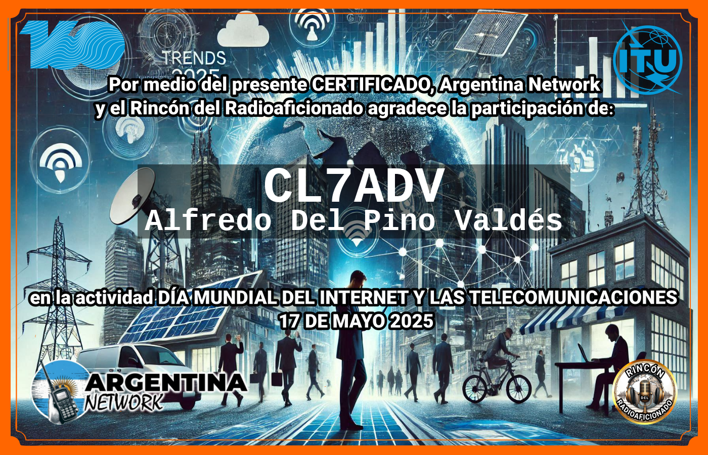 Certificado Actividad DÍA MUNDIAL DEL INTERNET  Y DE LAS TELECOMUNICACIONES  (Edición 2025)