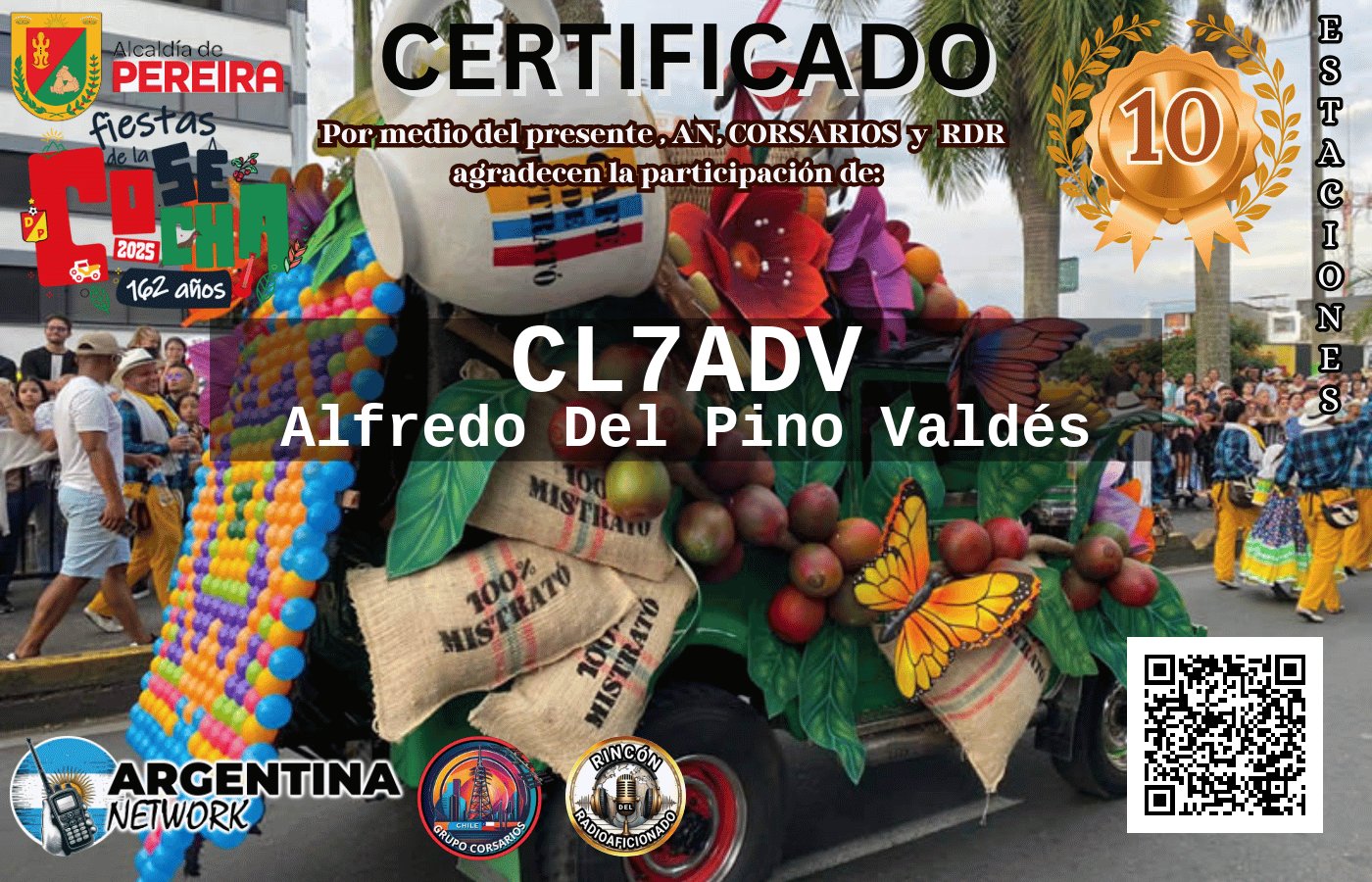 Certificado Actividad ANIVERSARIO 162° FIESTAS DE LA COSECHA PEREIRA COLOMBIA (edición 2025)
