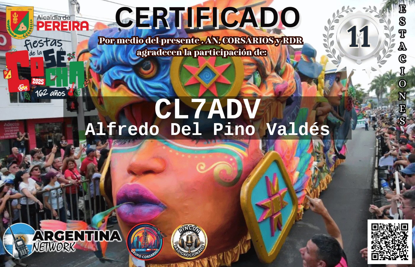 Certificado Actividad ANIVERSARIO 162° FIESTAS DE LA COSECHA PEREIRA COLOMBIA (edición 2025)