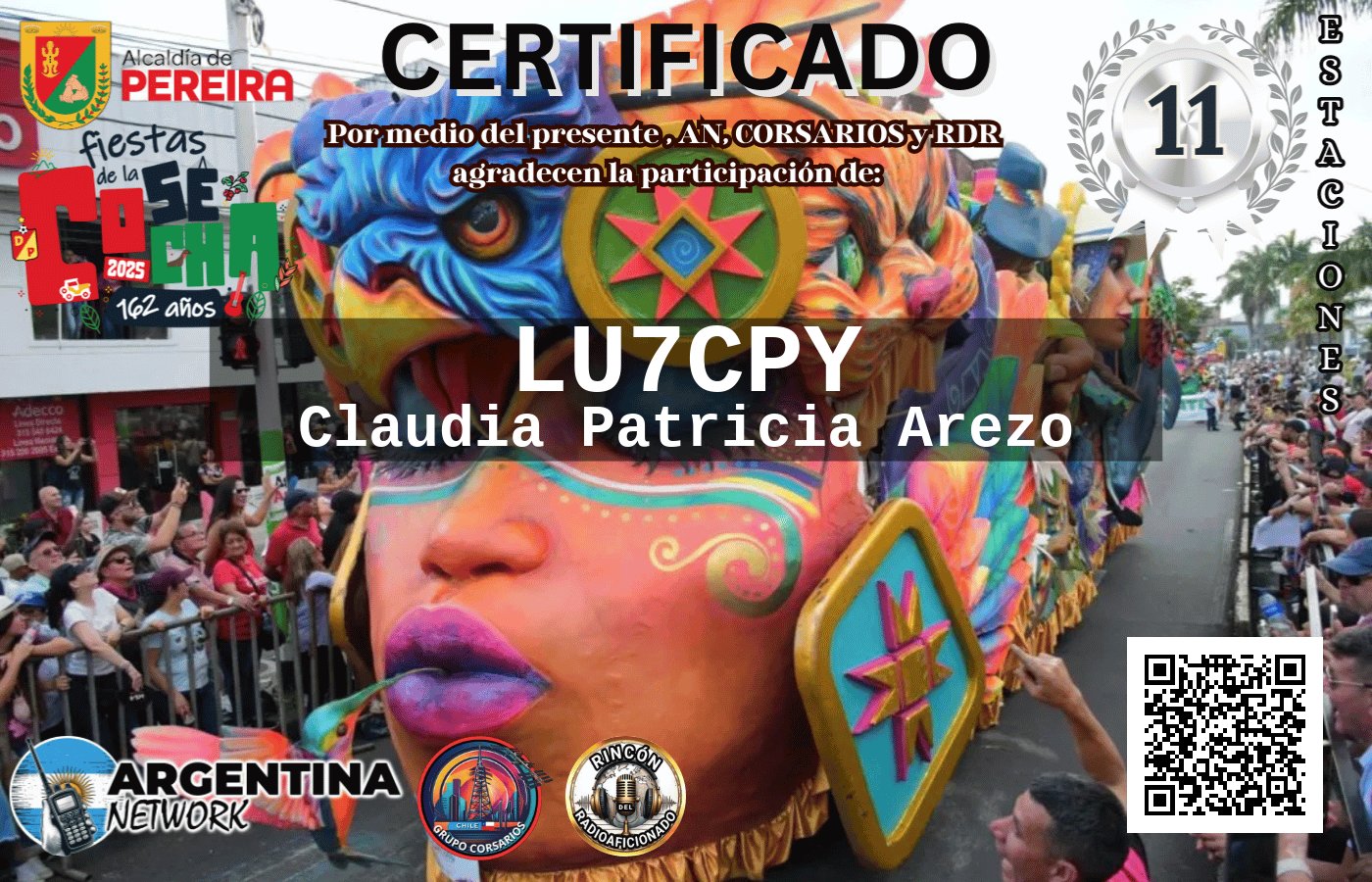 Certificado Actividad ANIVERSARIO 162° FIESTAS DE LA COSECHA PEREIRA COLOMBIA (edición 2025)