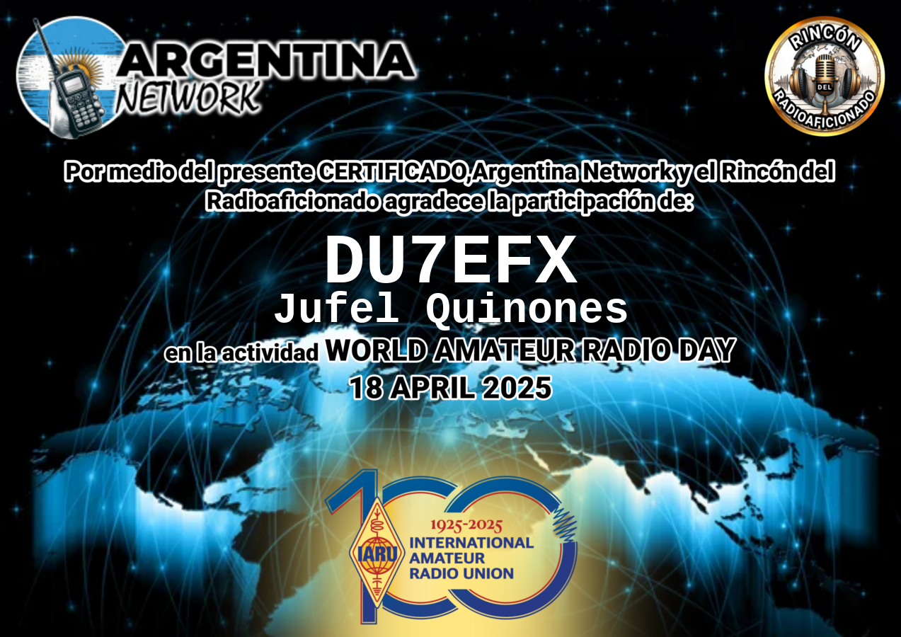 Certificado Actividad DÍA INTERNACIONAL DEL RADIOAFICIONADO