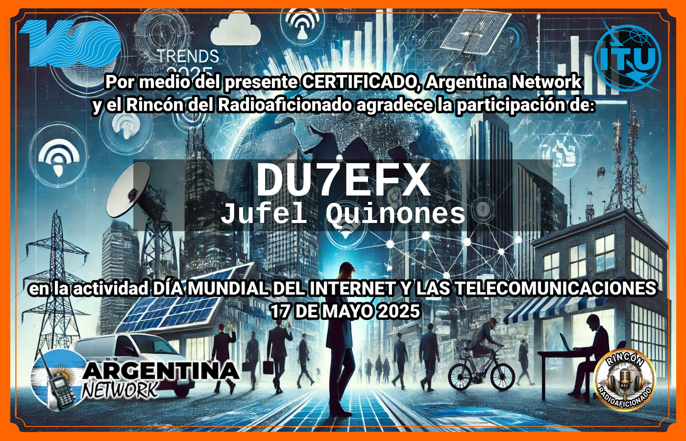 Certificado Actividad DÍA MUNDIAL DEL INTERNET  Y DE LAS TELECOMUNICACIONES  (Edición 2025)