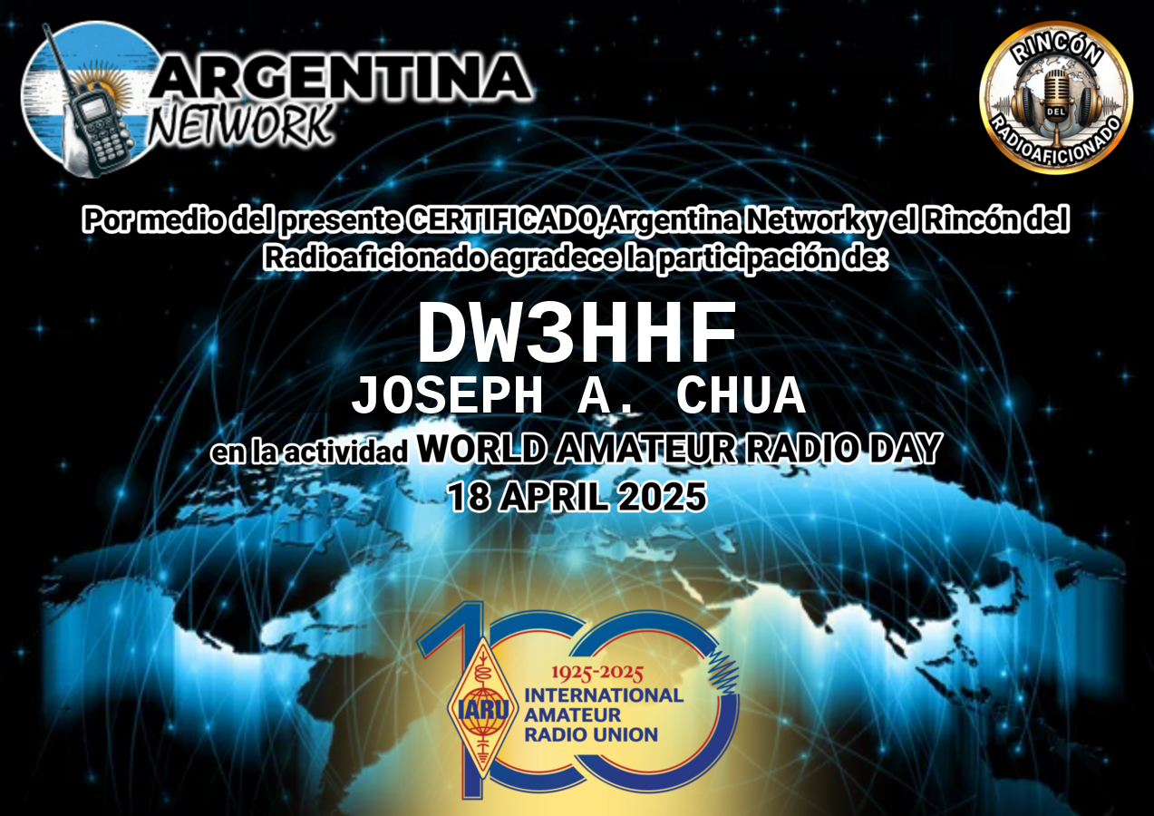 Certificado Actividad DÍA INTERNACIONAL DEL RADIOAFICIONADO