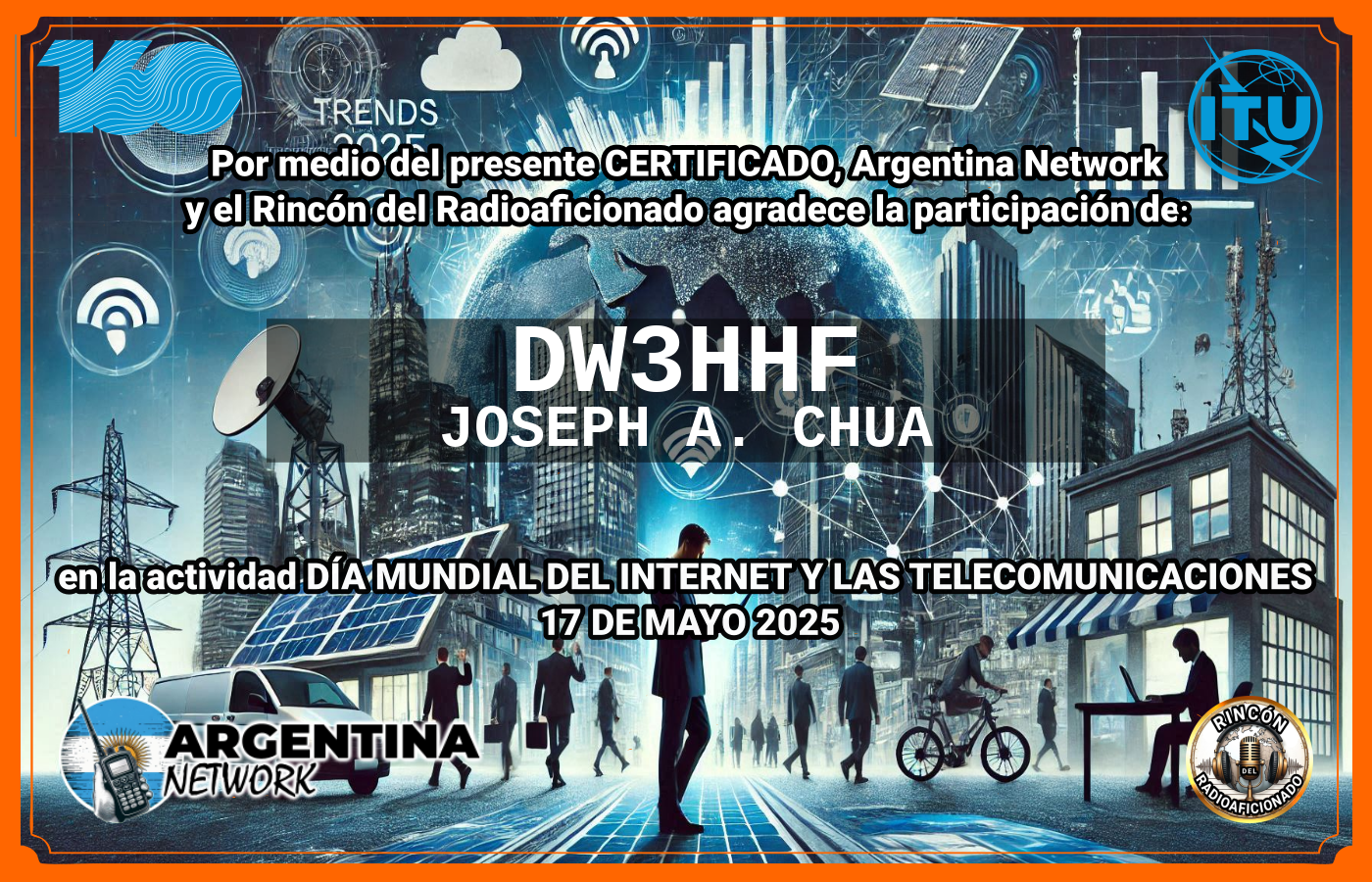 Certificado Actividad DÍA MUNDIAL DEL INTERNET  Y DE LAS TELECOMUNICACIONES  (Edición 2025)