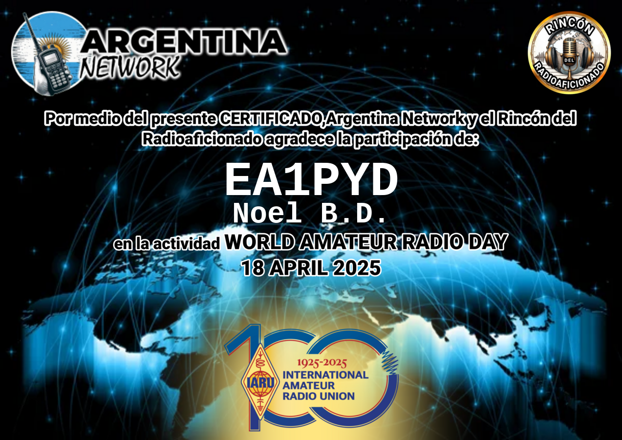 Certificado Actividad DÍA INTERNACIONAL DEL RADIOAFICIONADO