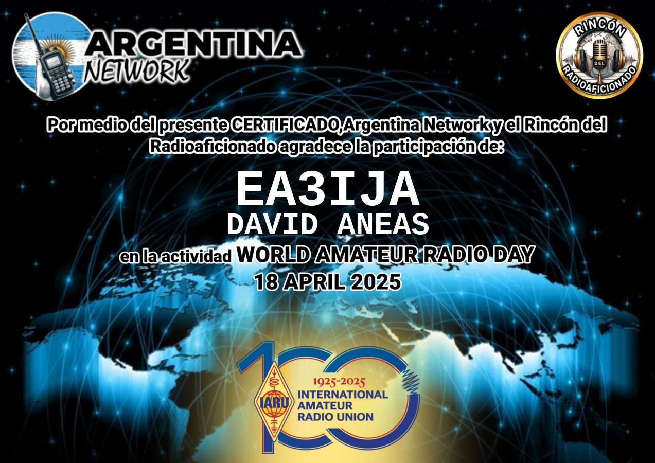 Certificado Actividad DÍA INTERNACIONAL DEL RADIOAFICIONADO