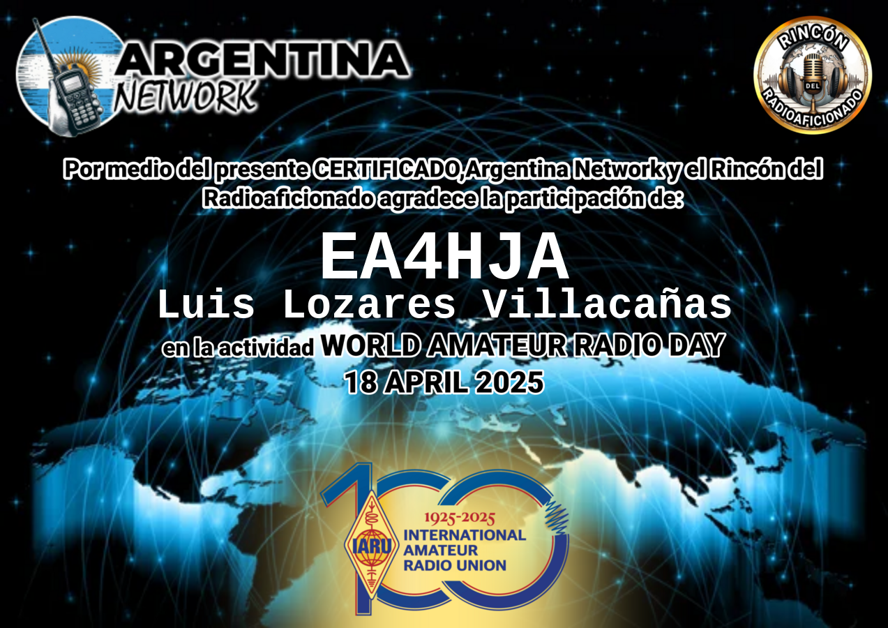 Certificado Actividad DÍA INTERNACIONAL DEL RADIOAFICIONADO