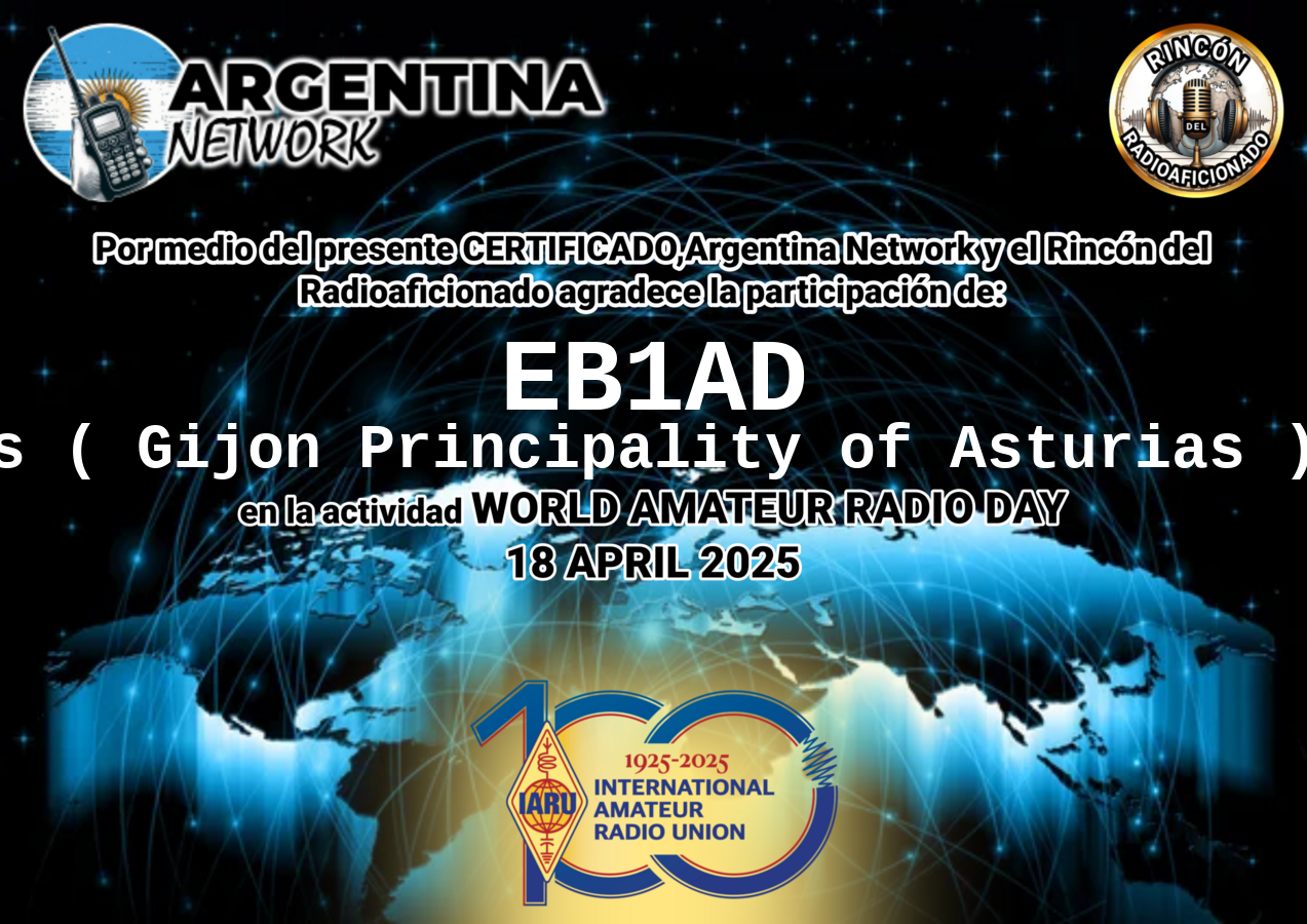 Certificado Actividad DÍA INTERNACIONAL DEL RADIOAFICIONADO