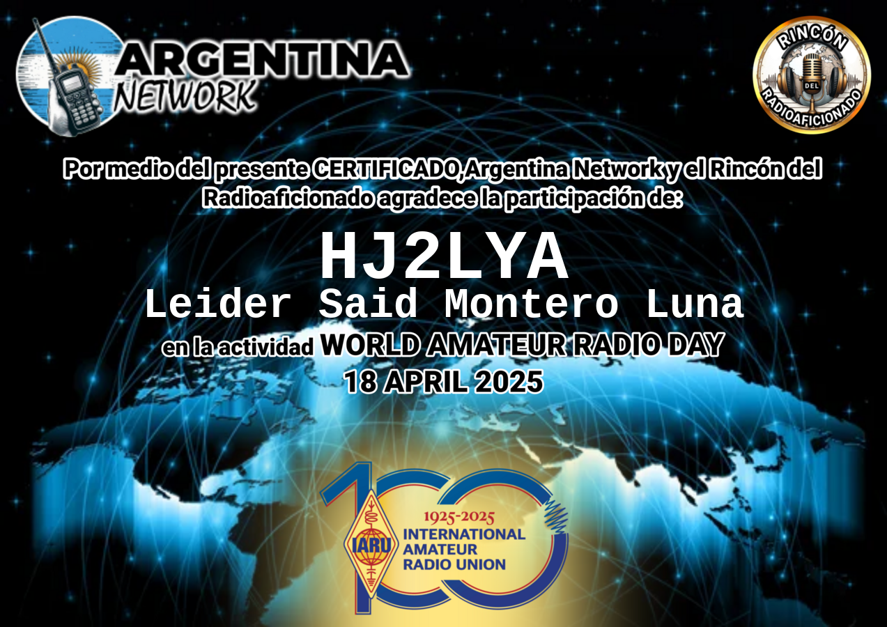 Certificado Actividad DÍA INTERNACIONAL DEL RADIOAFICIONADO