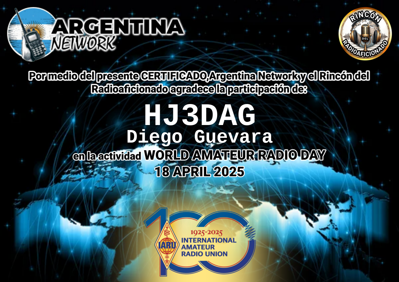Certificado Actividad DÍA INTERNACIONAL DEL RADIOAFICIONADO