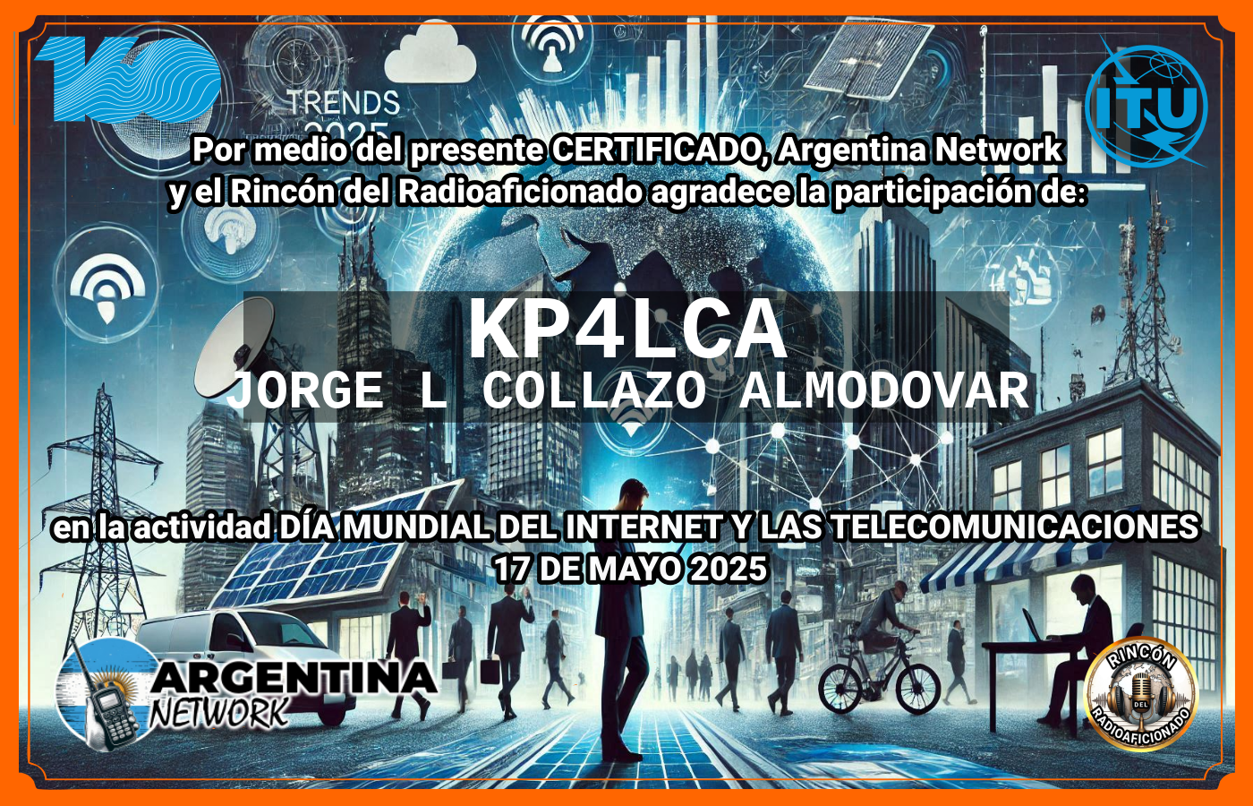 Certificado Actividad DÍA MUNDIAL DEL INTERNET  Y DE LAS TELECOMUNICACIONES  (Edición 2025)