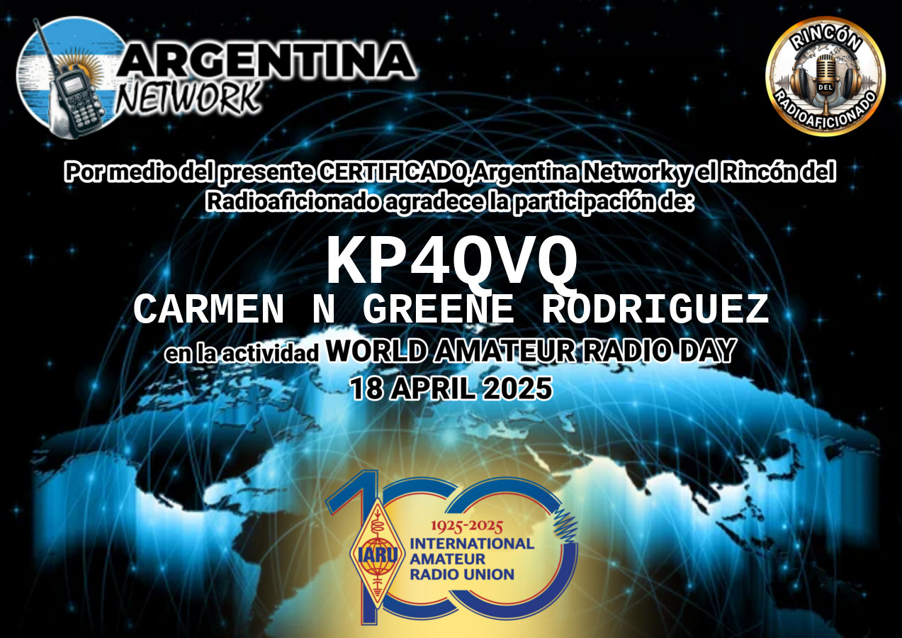 Certificado Actividad DÍA INTERNACIONAL DEL RADIOAFICIONADO