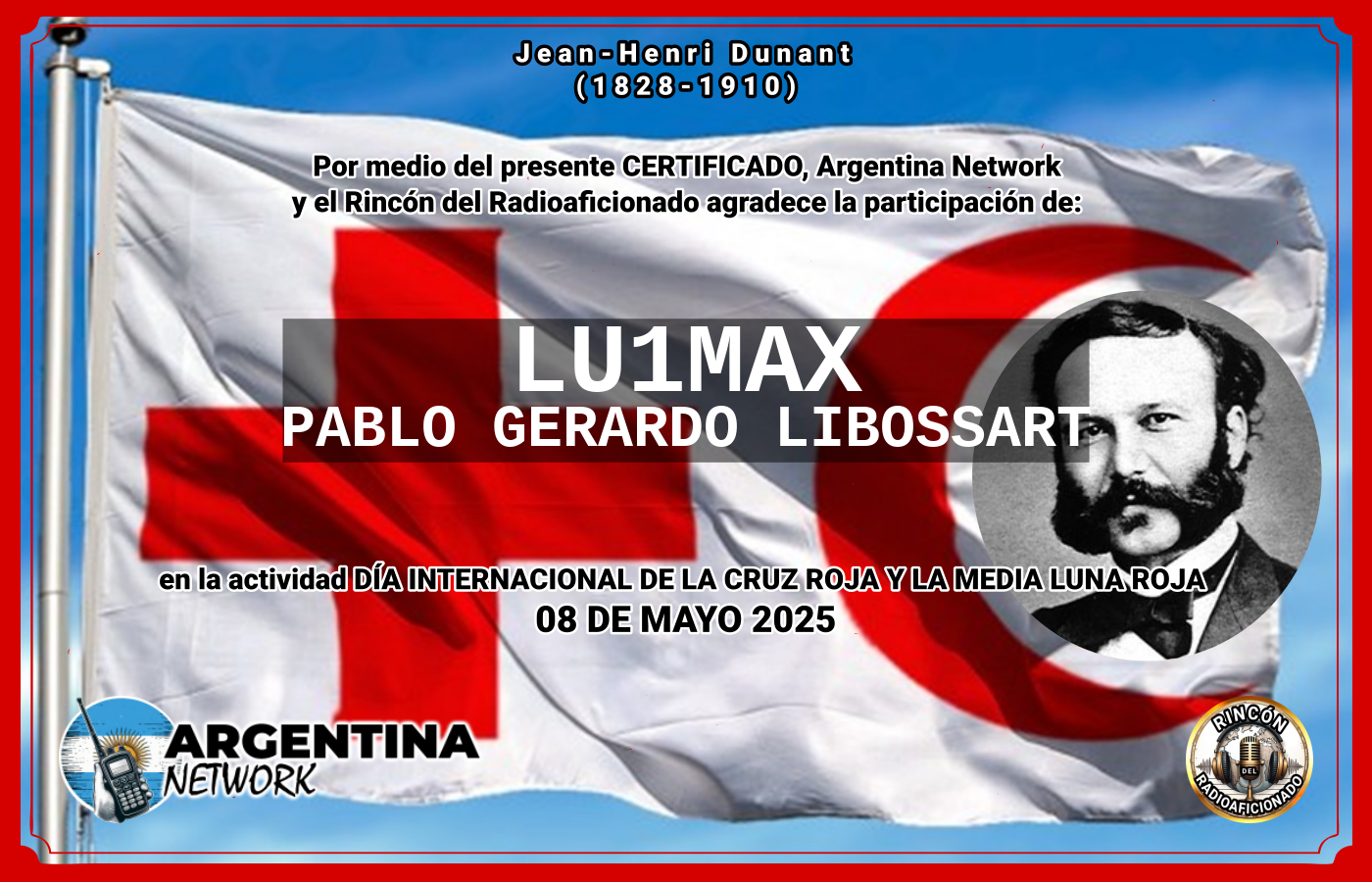 Certificado Actividad DÍA INTERNACIONAL DE LA CRUZ ROJA Y LA MEDIA LUNA ROJA (edición 2025)