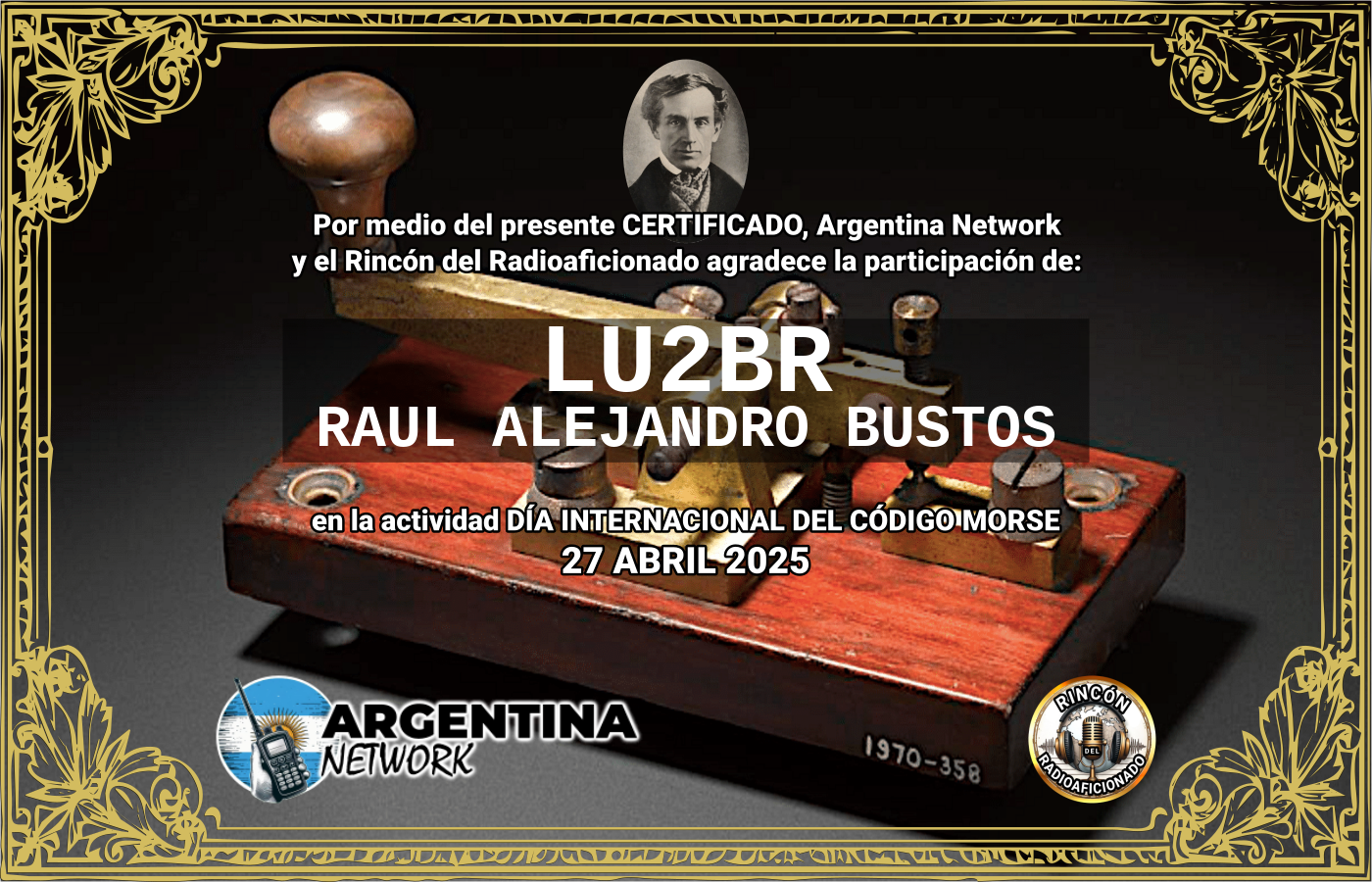 Certificado Actividad DÍA INTERNACIONAL DEL CÓDIGO MORSE