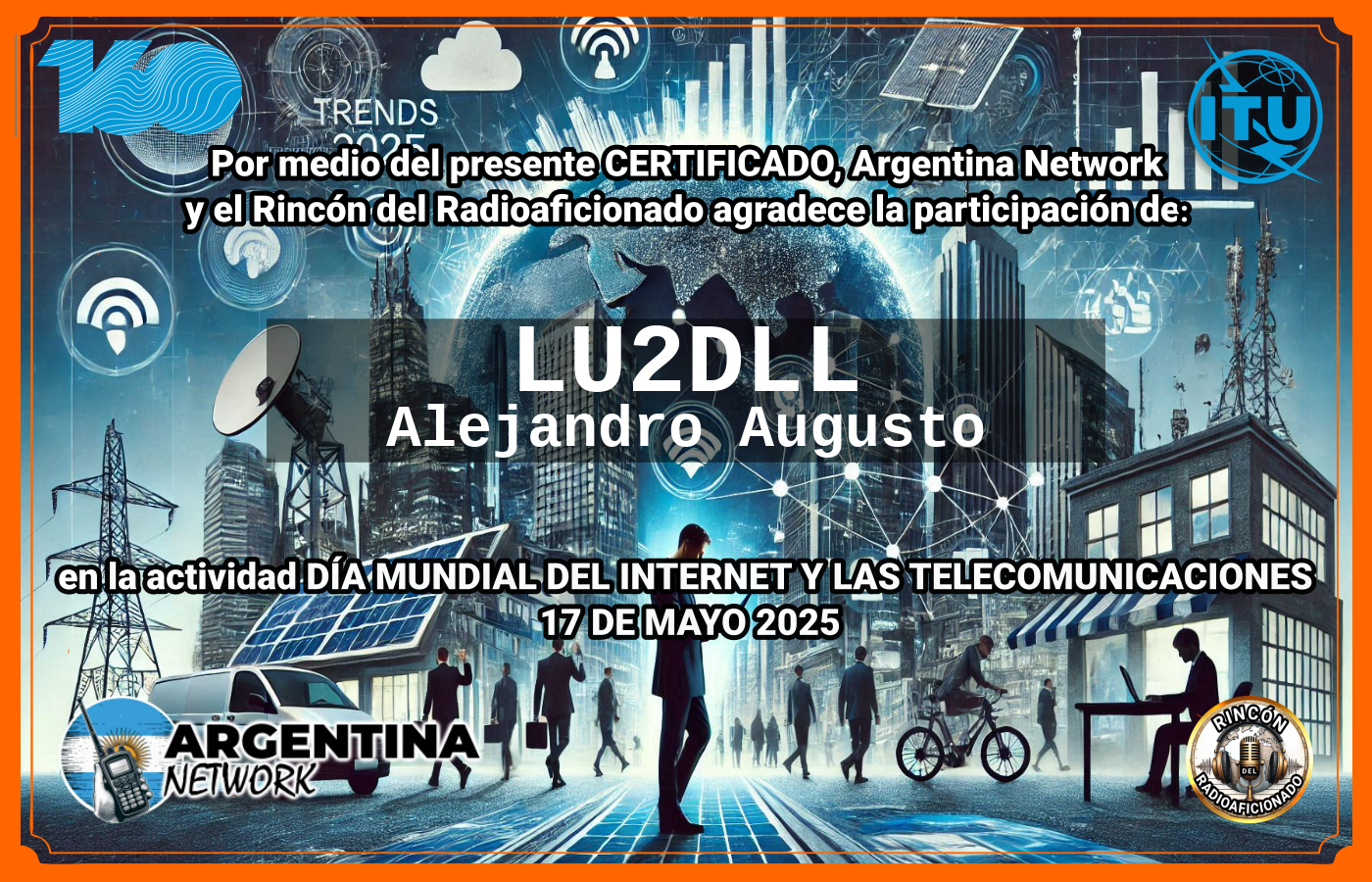 Certificado Actividad DÍA MUNDIAL DEL INTERNET  Y DE LAS TELECOMUNICACIONES  (Edición 2025)