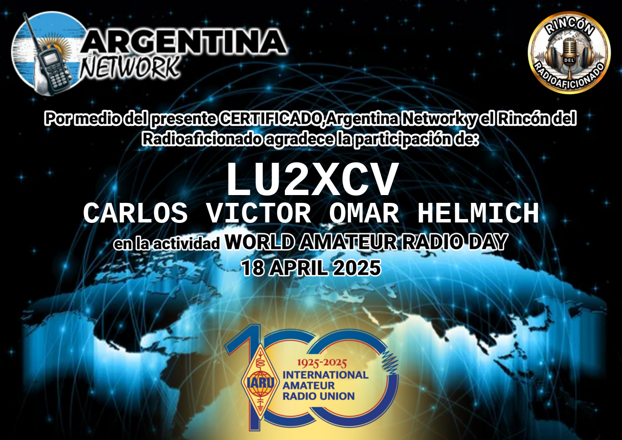 Certificado Actividad DÍA INTERNACIONAL DEL RADIOAFICIONADO