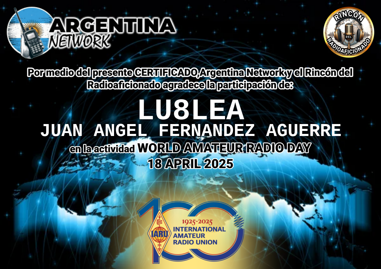 Certificado Actividad DÍA INTERNACIONAL DEL RADIOAFICIONADO