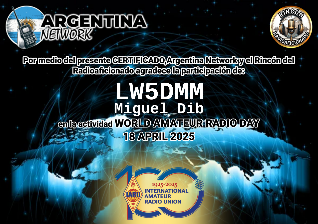 Certificado Actividad DÍA INTERNACIONAL DEL RADIOAFICIONADO