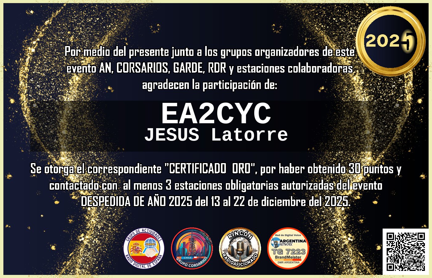 Certificado CERTIFICADO "DESPEDIDA DE AÑO 2025"
