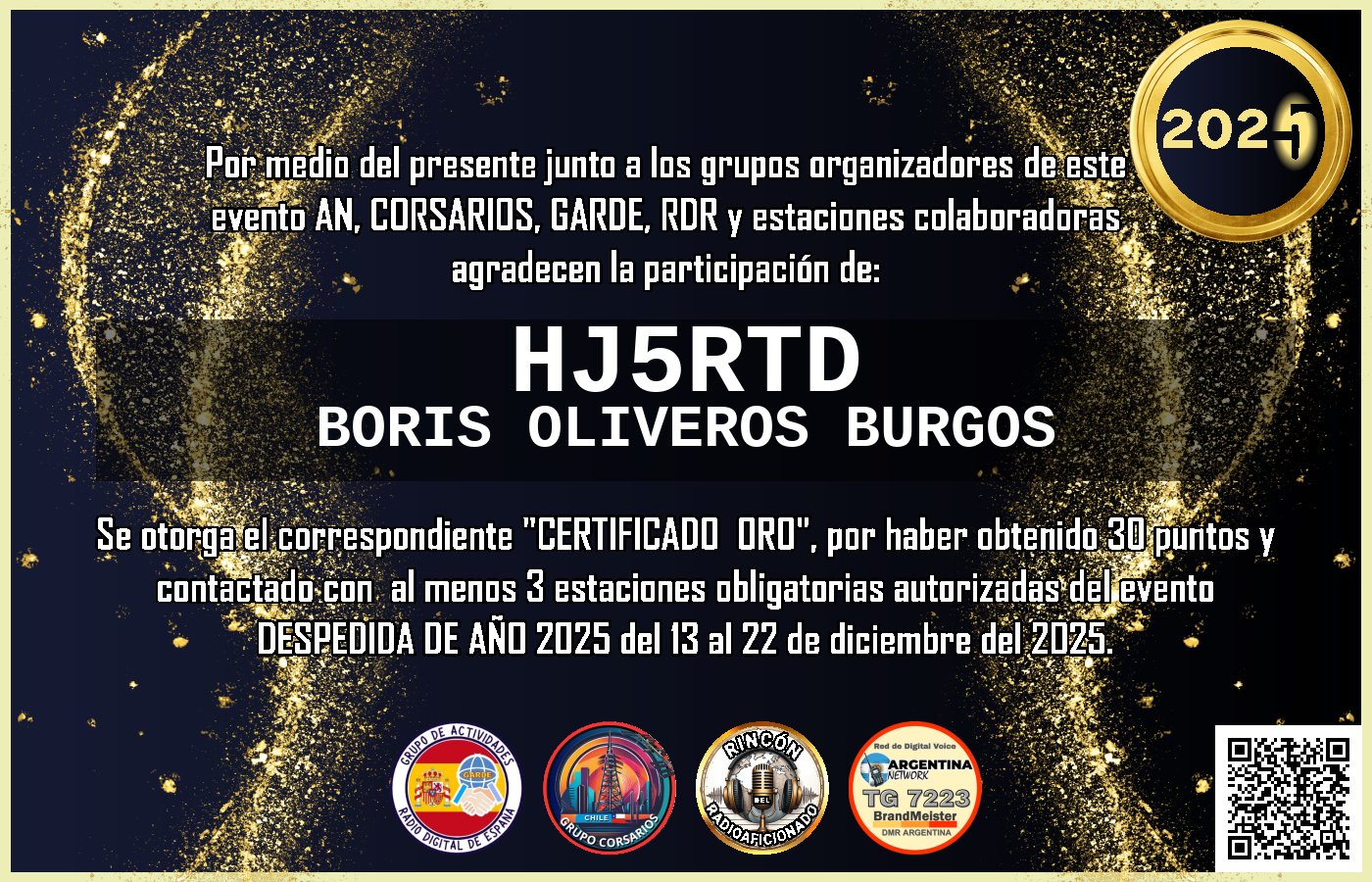 Certificado CERTIFICADO "DESPEDIDA DE AÑO 2025"