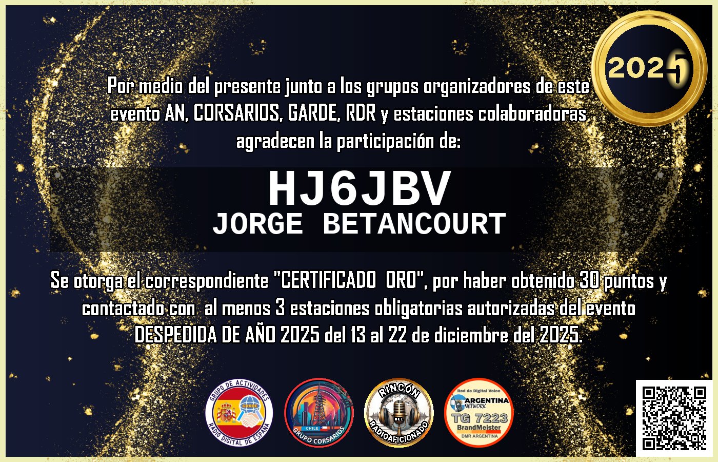 Certificado CERTIFICADO "DESPEDIDA DE AÑO 2025"