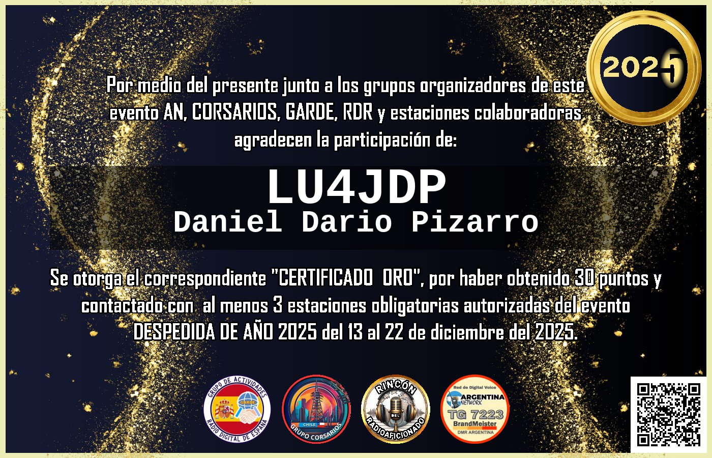 Certificado CERTIFICADO "DESPEDIDA DE AÑO 2025"
