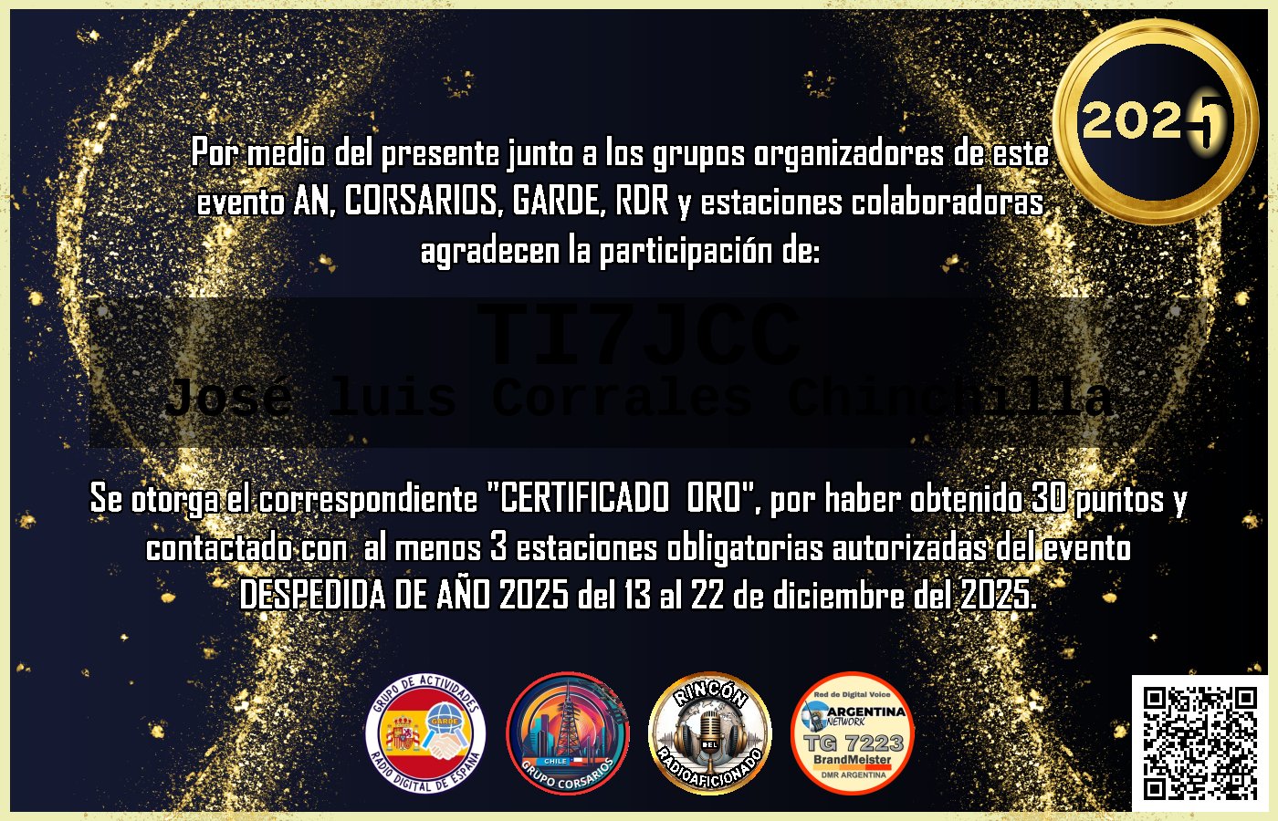 Certificado CERTIFICADO "DESPEDIDA DE AÑO 2025"