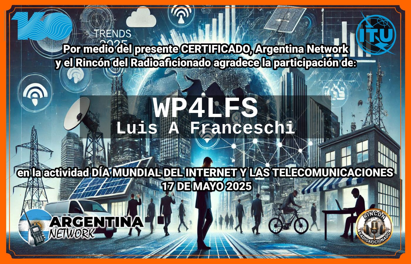 Certificado Actividad DÍA MUNDIAL DEL INTERNET  Y DE LAS TELECOMUNICACIONES  (Edición 2025)