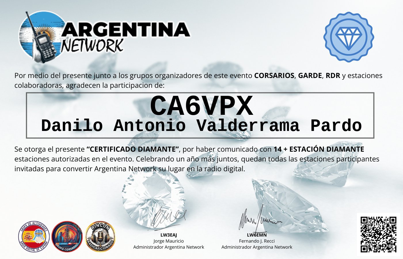 Certificado Actividad ANIVERSARIO N°2 ARGENTINA NETWORK