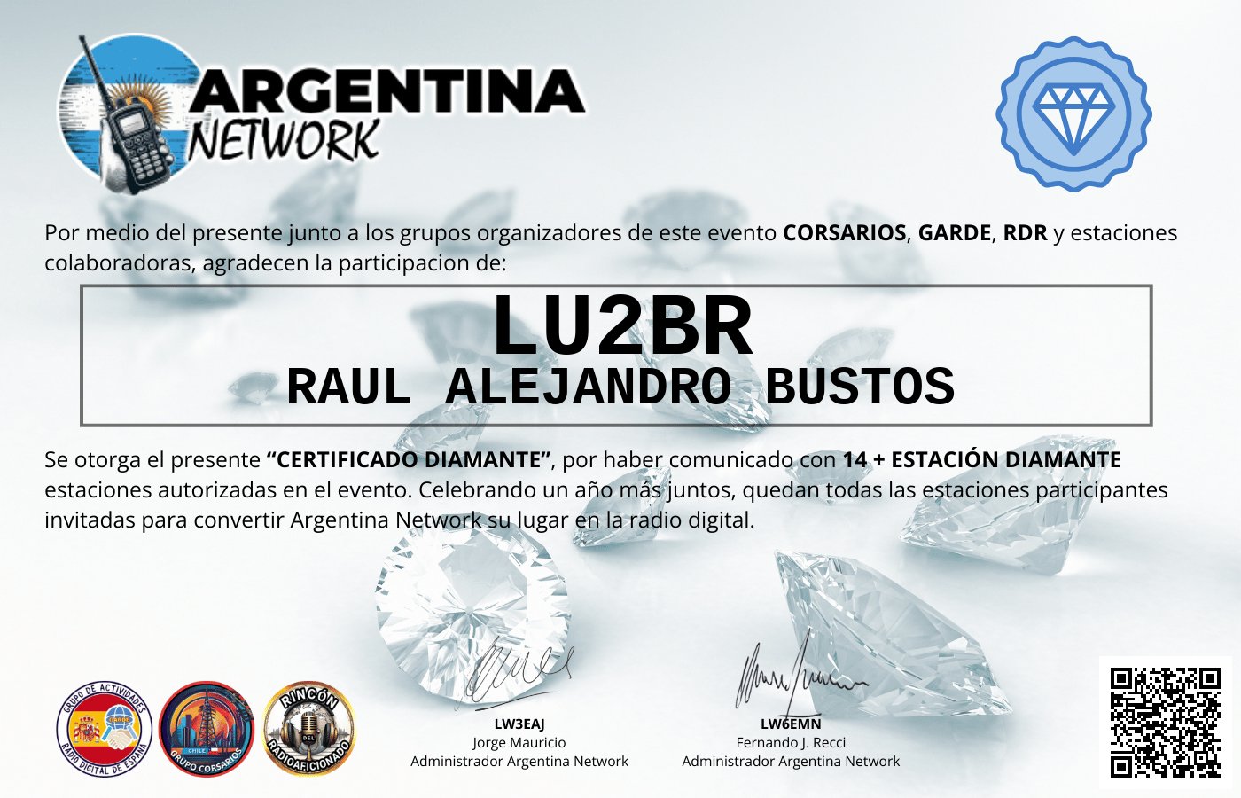 Certificado Actividad ANIVERSARIO N°2 ARGENTINA NETWORK