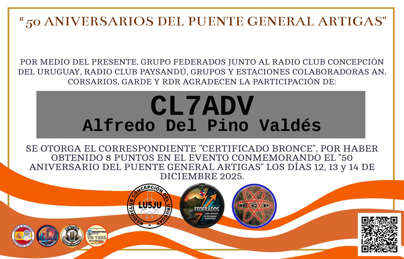 Certificado ACTIVACIÓN "Puente Fronterizo General Artigas"