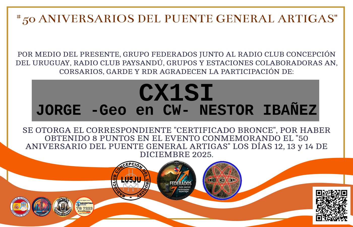 Certificado ACTIVACIÓN "Puente Fronterizo General Artigas"