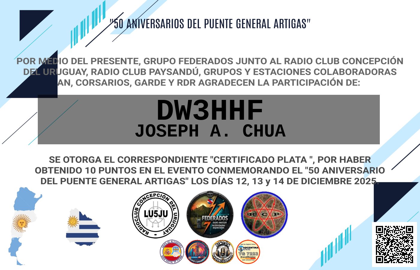 Certificado ACTIVACIÓN "Puente Fronterizo General Artigas"