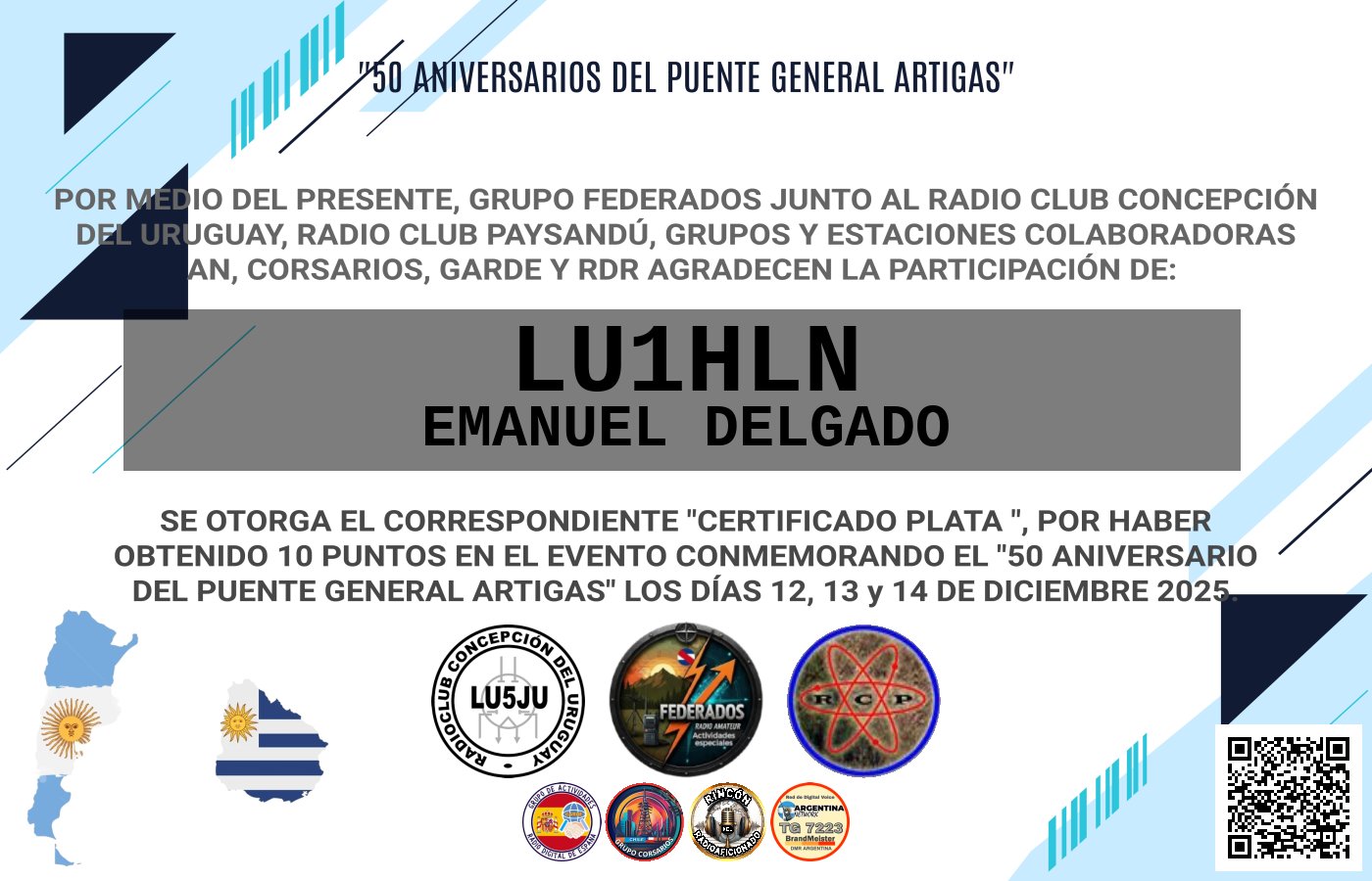 Certificado ACTIVACIÓN "Puente Fronterizo General Artigas"