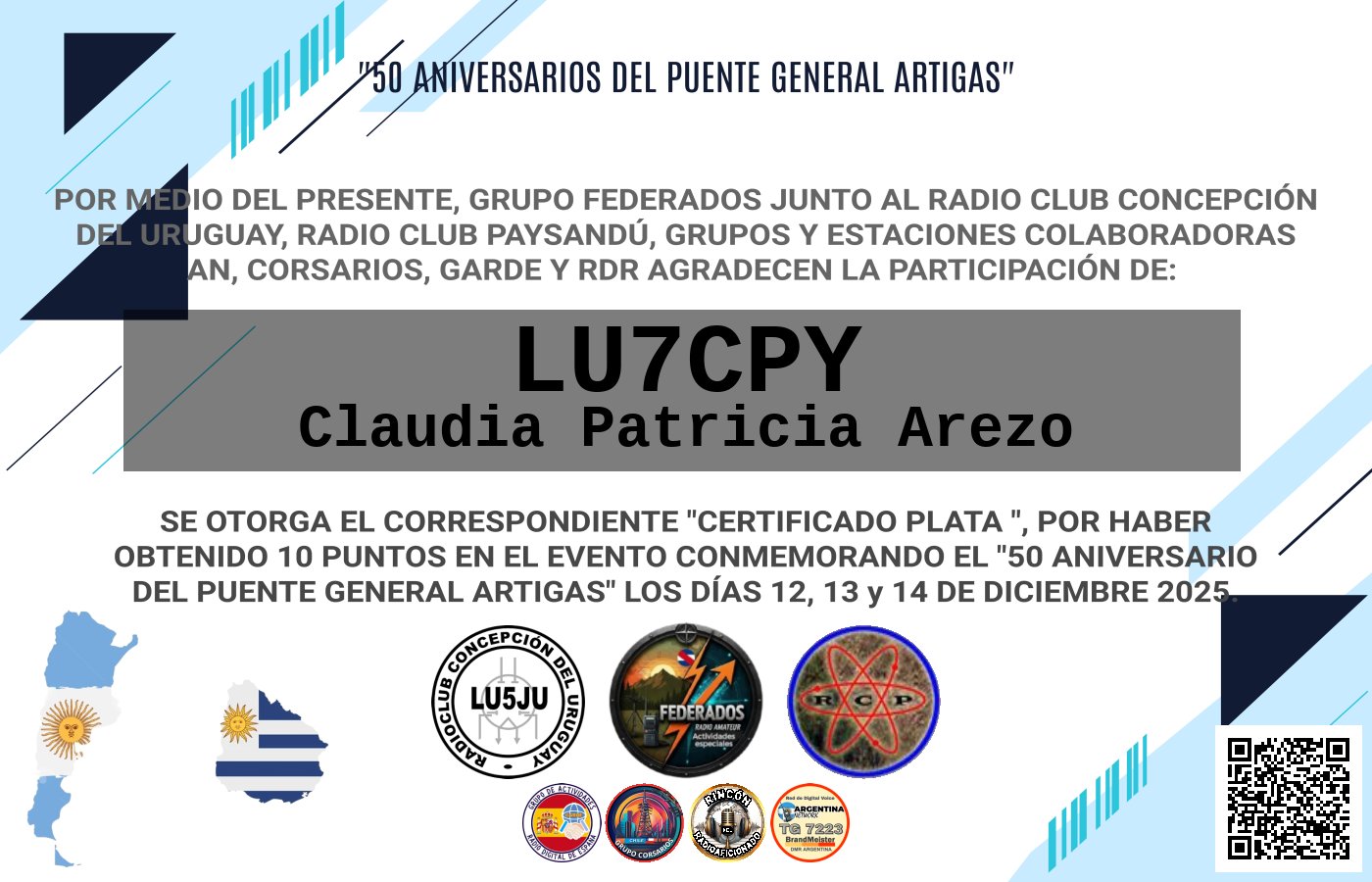 Certificado ACTIVACIÓN "Puente Fronterizo General Artigas"