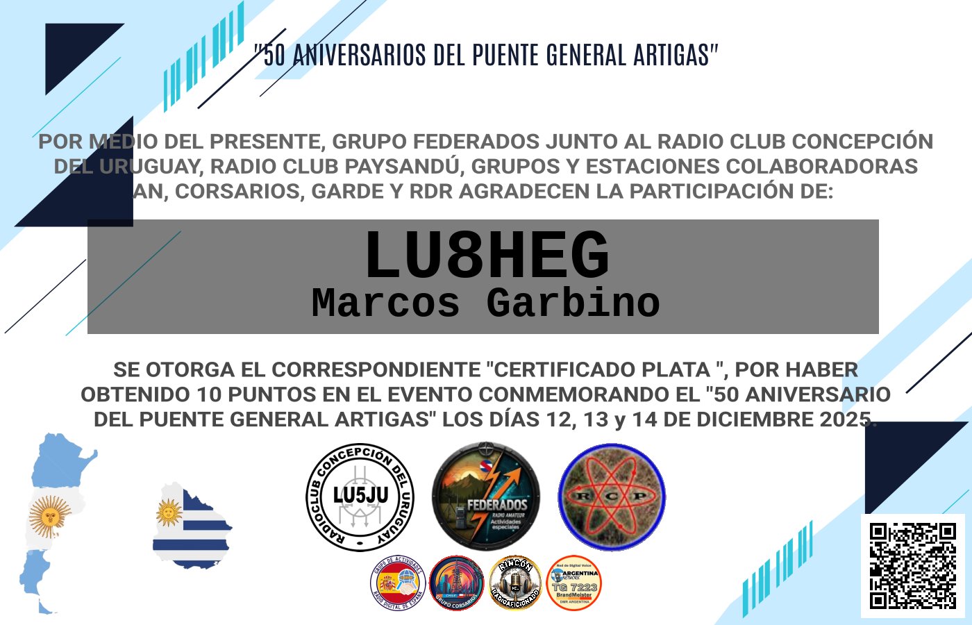 Certificado ACTIVACIÓN "Puente Fronterizo General Artigas"