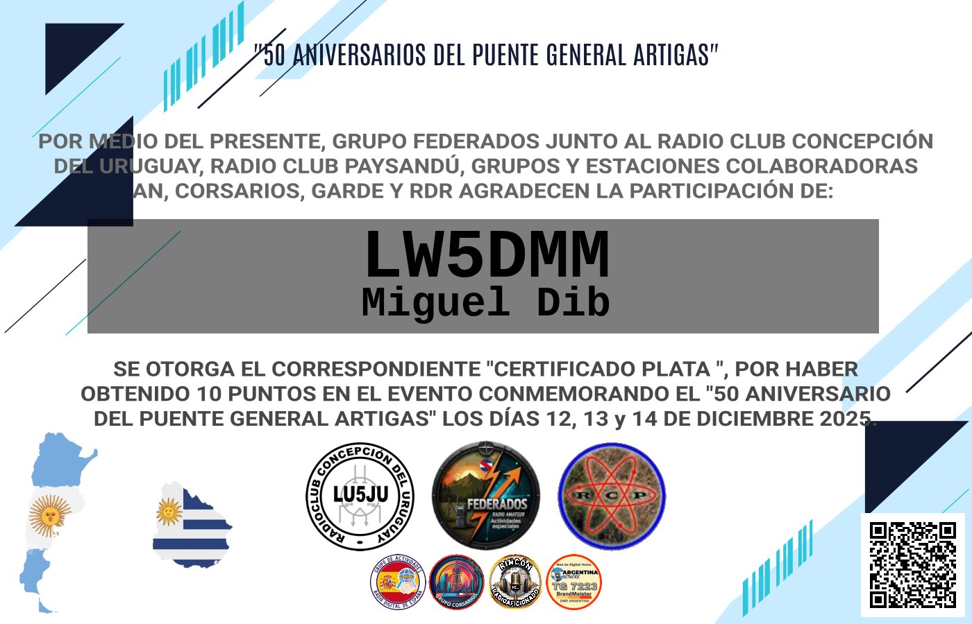 Certificado ACTIVACIÓN "Puente Fronterizo General Artigas"