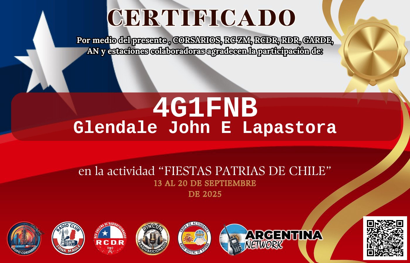 Certificado Actividad FIESTA DE LA CHILENIDAD