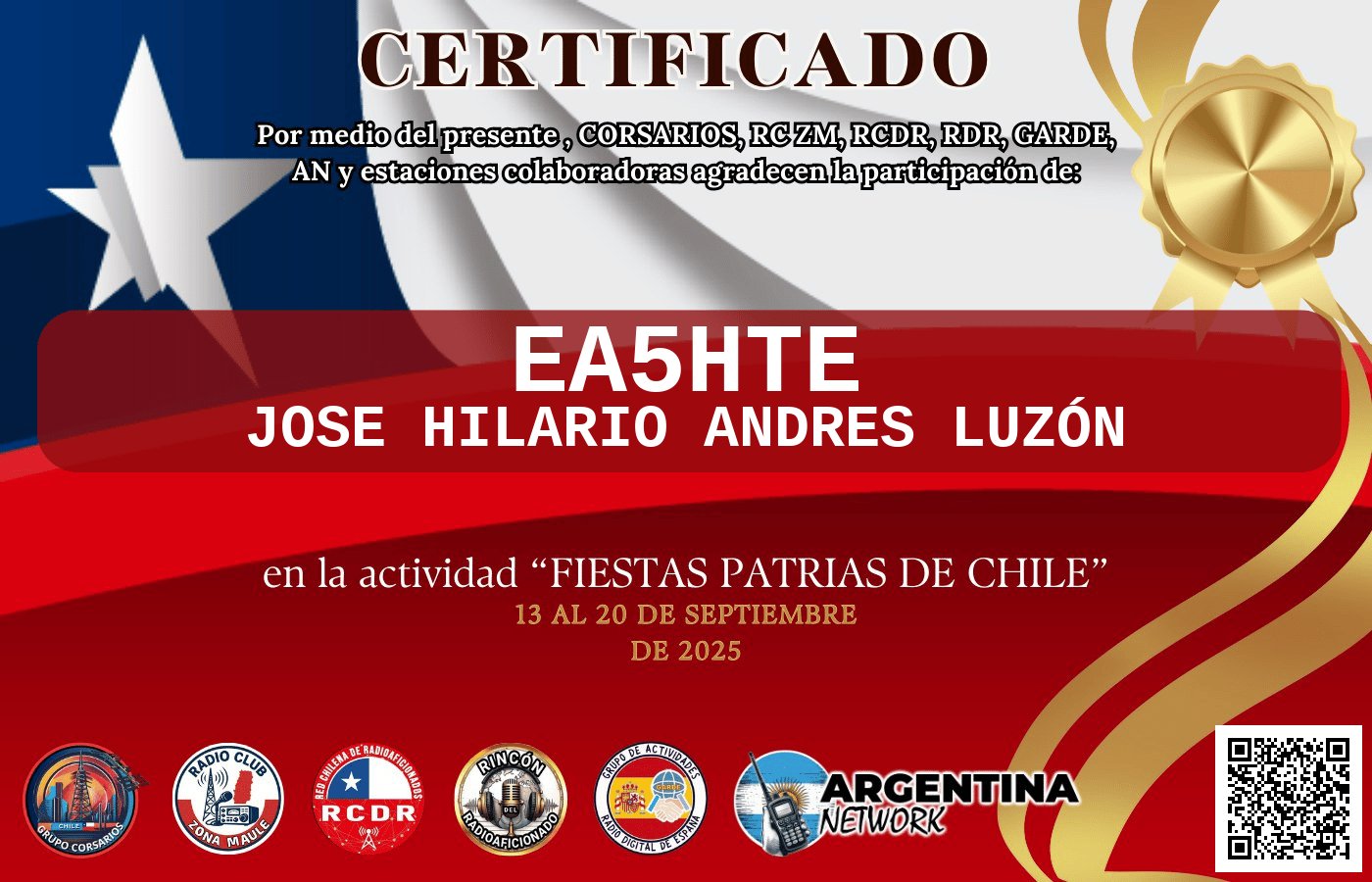 Certificado Actividad FIESTA DE LA CHILENIDAD