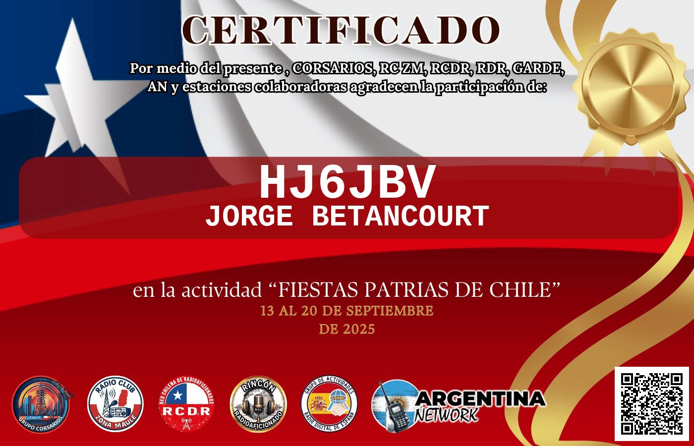 Certificado Actividad FIESTA DE LA CHILENIDAD