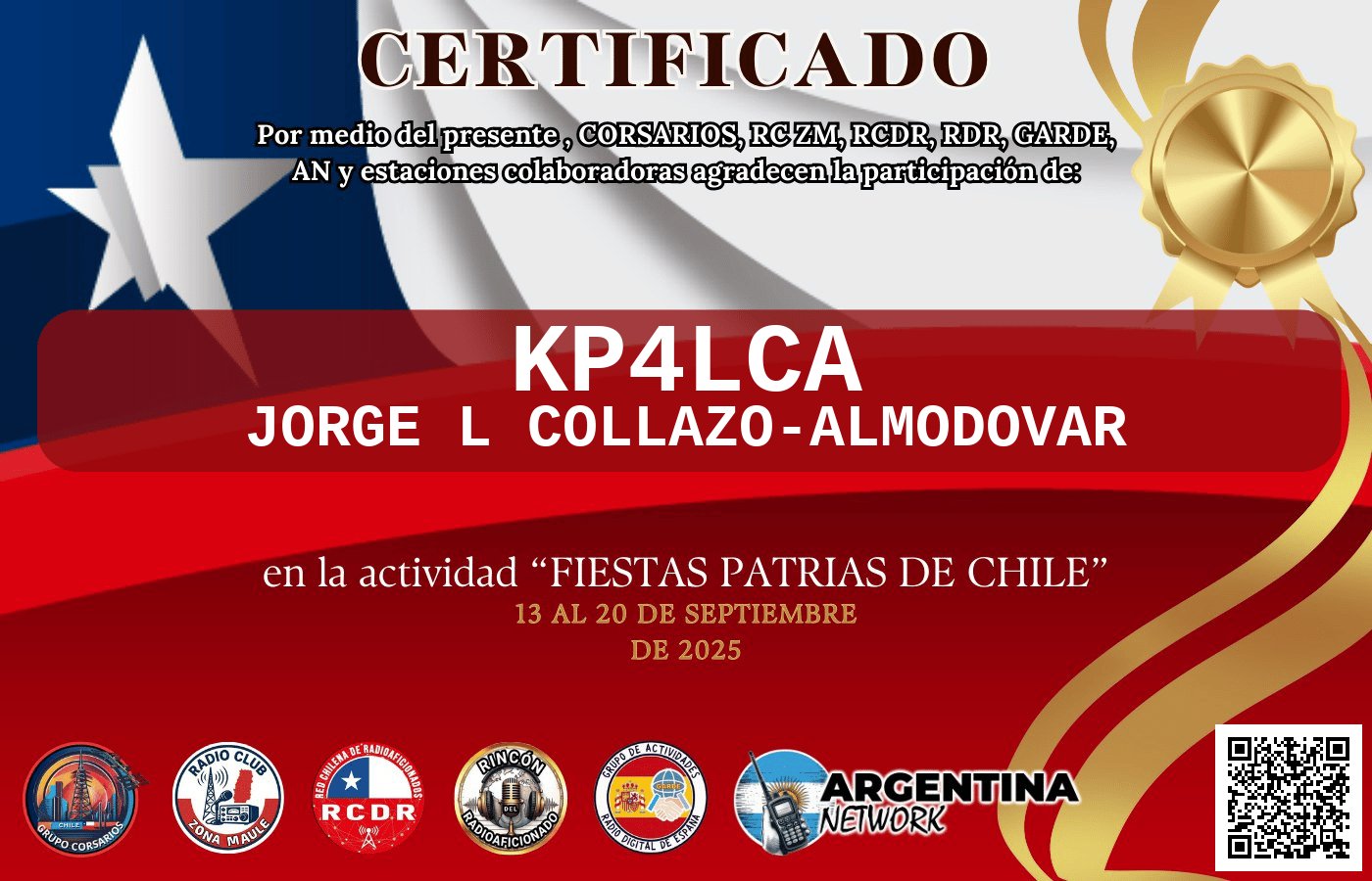 Certificado Actividad FIESTA DE LA CHILENIDAD