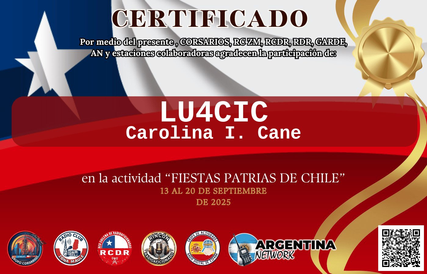 Certificado Actividad FIESTA DE LA CHILENIDAD